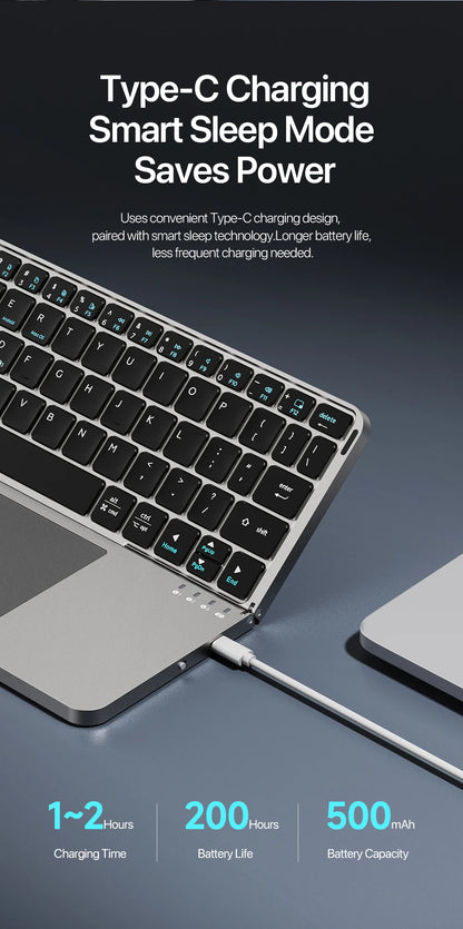 Foldable Bluetooth Keyboard with Touchpad – Portable & Compatible with All Devices