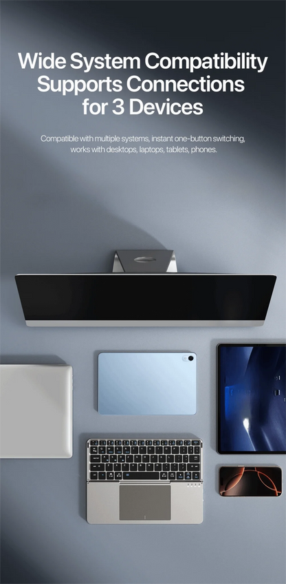 Foldable Bluetooth Keyboard with Touchpad – Portable & Compatible with All Devices