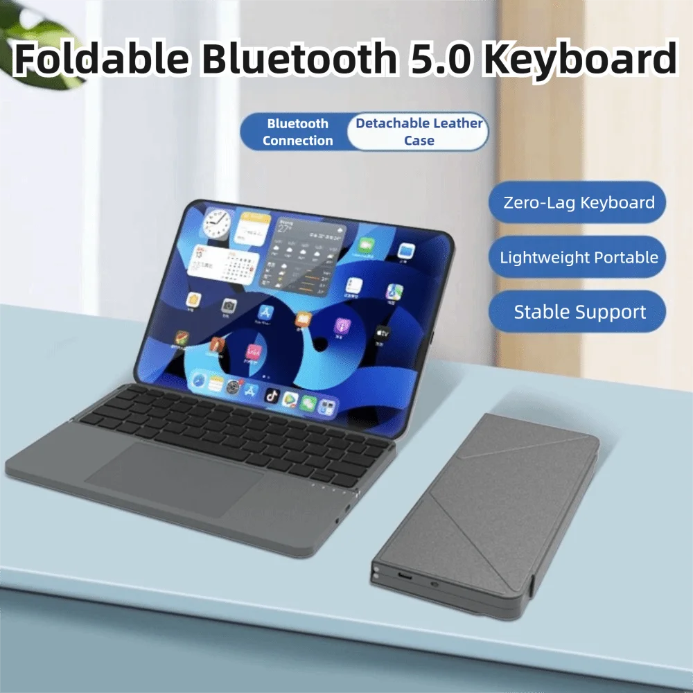 Foldable Bluetooth Keyboard with Touchpad – Portable & Compatible with All Devices