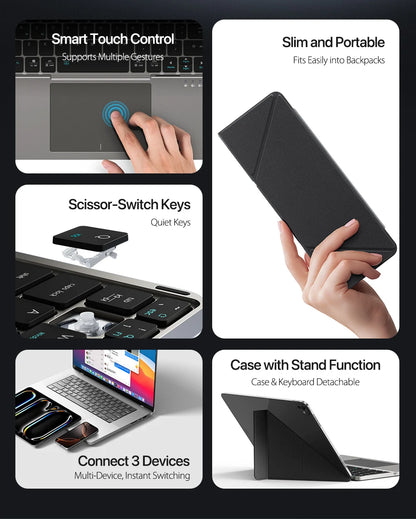 Foldable Bluetooth Keyboard with Touchpad – Portable & Compatible with All Devices
